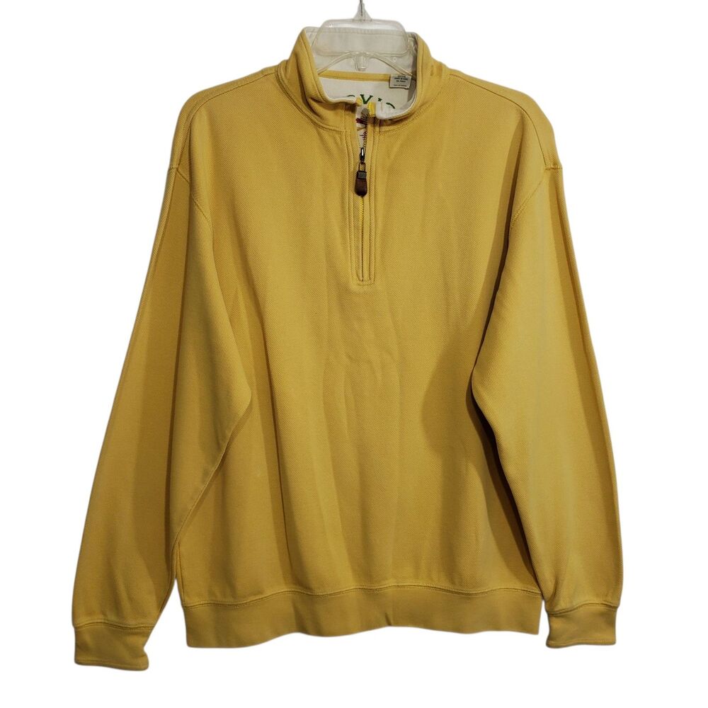 Orvis Men's Medium Quarter Zip Long Sleeve Yellow Pullover